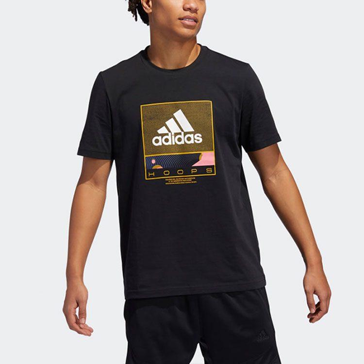 adidas Футболки Мужские Черные С Круглым Вырезом Умеренный Прямой Крой GE4513