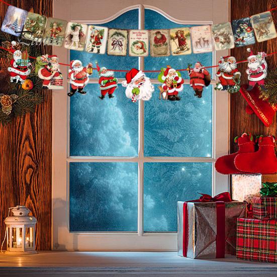 200 СМ Рождественский Баннер Бумага Санта Лось Дерево Многоразовый Праздник Крытый Открытый Рождественский Настенный Флаг Бантинг Гирлянда Украшения Подвеска Фестиваль Подарок