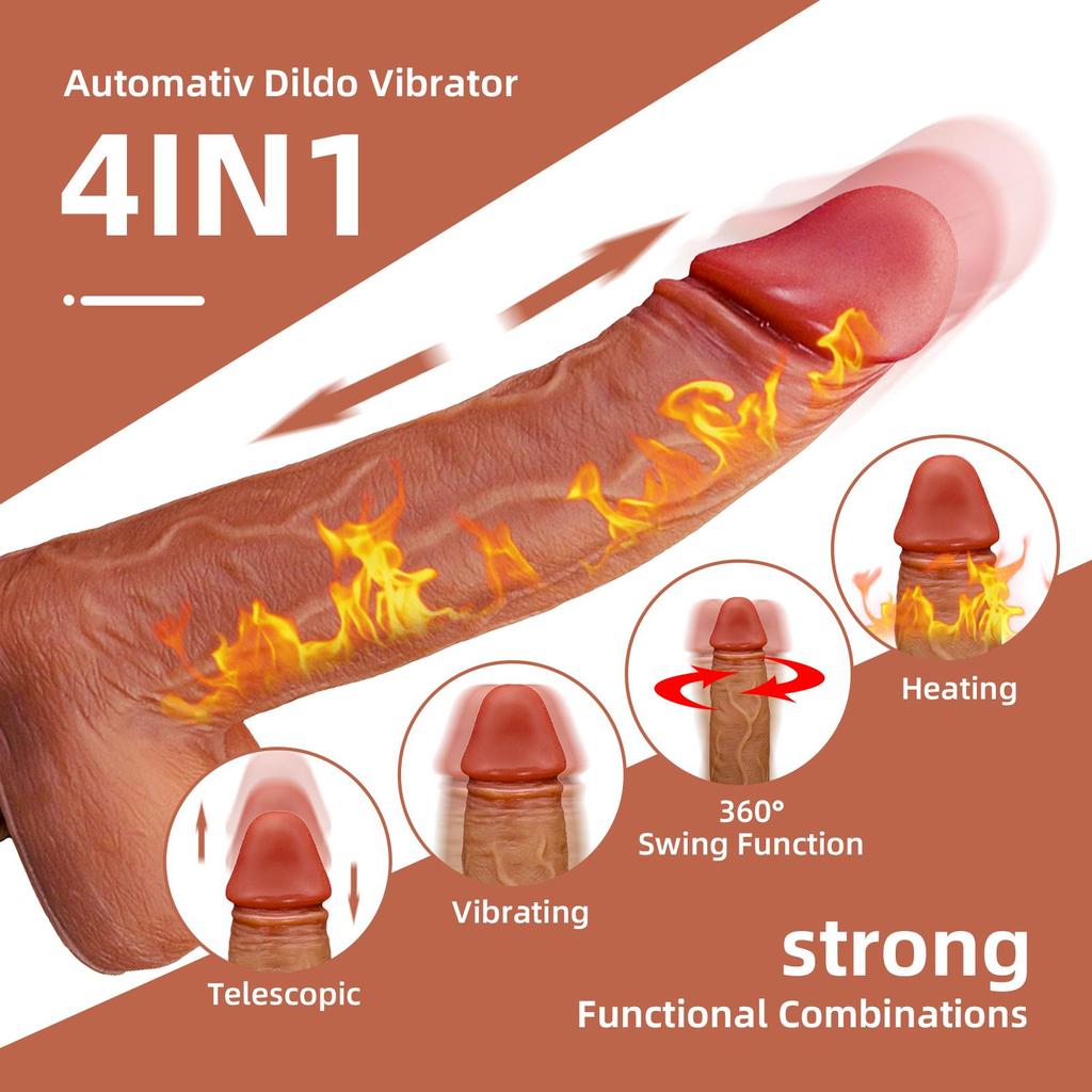 Автоматический телескопический фаллоимитатор-качалка с беспроводным дистанционным подогревом, вибратор на присоске, реалистичный пенис, секс-игрушки для женщин 18