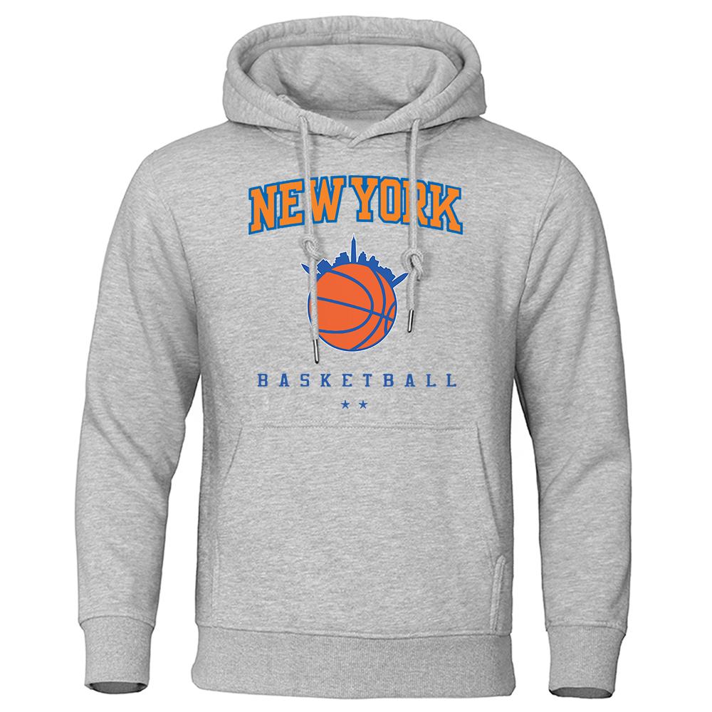 Newyork Basketball Город, укоренившийся в баскетболе Мужская одежда Толстовка с капюшоном Мультфильмы Флис Осенняя толстовка с круглым вырезом Толстовка