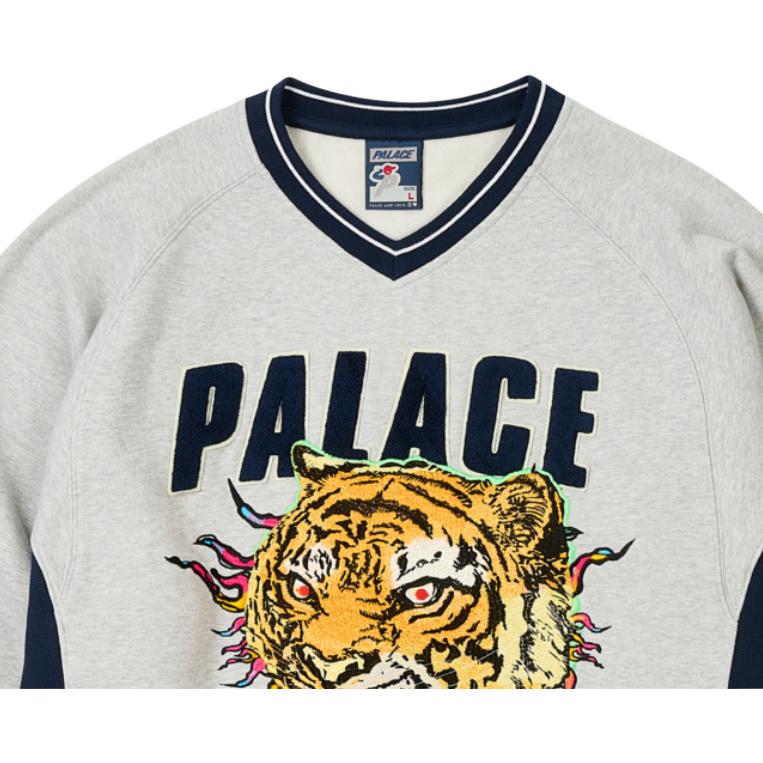 Palace Tora Tora Crew Серый меланж Унисекс Топы P28CS061
