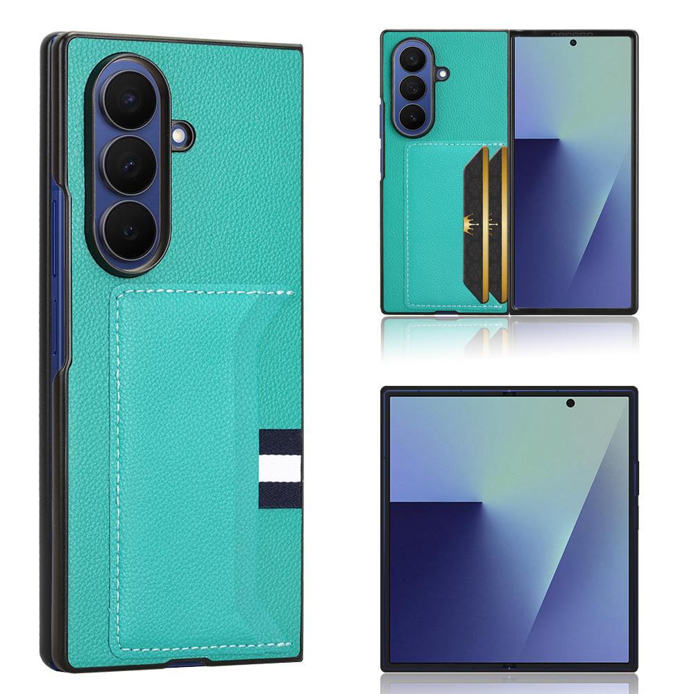 Чехол-кошелек с держателем для карт для Samsung Galaxy Z Fold7 5G, кожа с текстурой личи + ПК