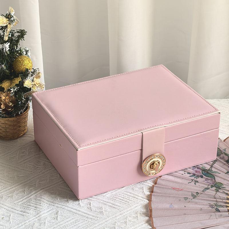 Jewelry Storage Box PU Leather Necklace Jewelry Packaging Premium Gift Lock Jewelry Box