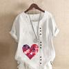 Женская мода Love Flower Printed футболка с коротким рукавом свободная хлопковая рубашка повседневная свободная летняя блузка топы больших размеров