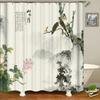 3d Printing Chinese Flower Bird Ink Landscape Shower Curtain Bathroom Waterproof Bath Curtain With Hooks Washable Cloth Decor