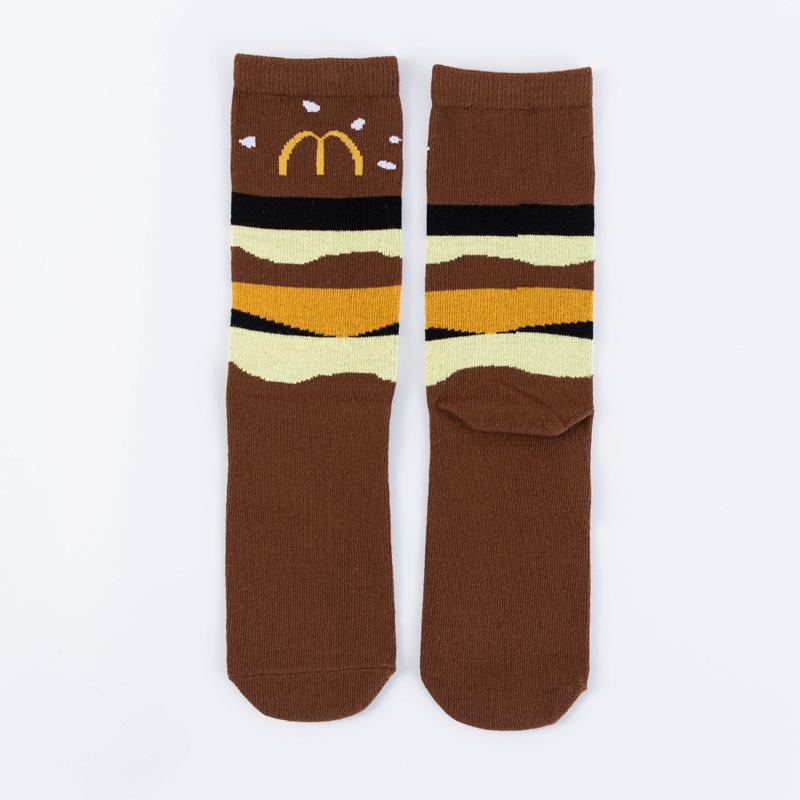 Funny Harajuku Women Casual Cartoon Fruit Sock Hot Sale Banana Avocado Lemon Egg Cookie Donuts Colorful Japanese Skateboard Sock