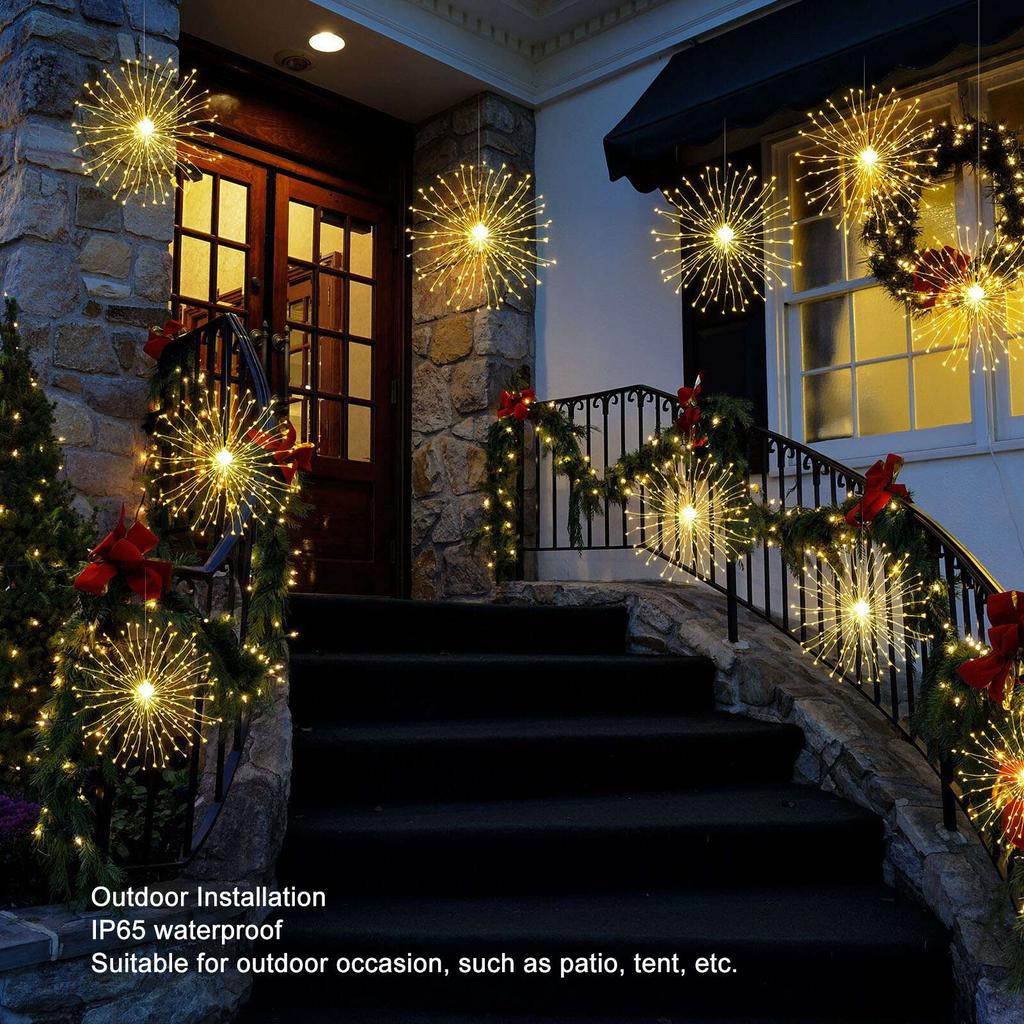 2 шт. фейерверк гирлянда светодиодная медная проволока звездная гирлянда дистанционное управление звезда сфера огни для вечеринки патио украшение сада