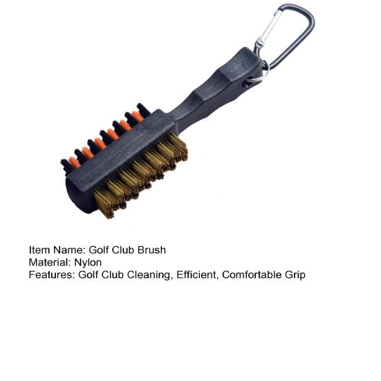 Щетка для гольфа с двухсторонними нейлоновыми щетинками, инструмент для чистки клюшек с карабином, аксессуар для сумки для гольфа для любителей гольфа