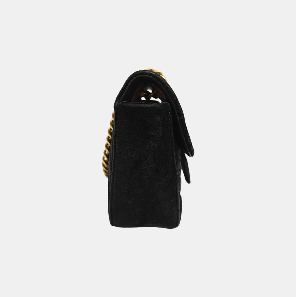[Pre-Owned] GG Marmont Series Vintage Logo Chain Quilted Velvet Mini Crossbody Bag - Very Good #P6DIDQ