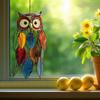 Owl Pendant Outdoor Hanging Decoration Realistic Looking Simple Installation Colorful Handmade Stained Owl