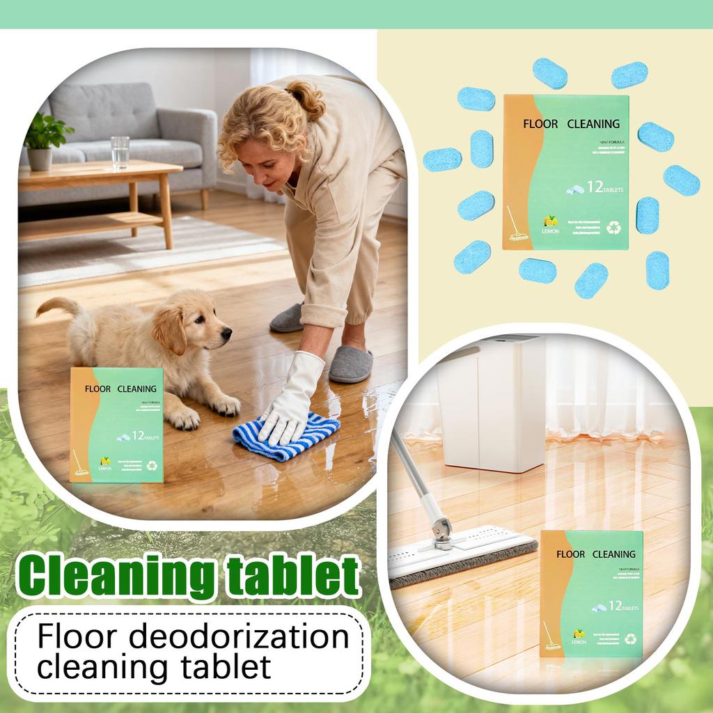 Floor Cleaning Tablets Pack of 12 Effervescent Cleaning Tablets for Hard Floor Surfaces Dissolvable and Easy to Use