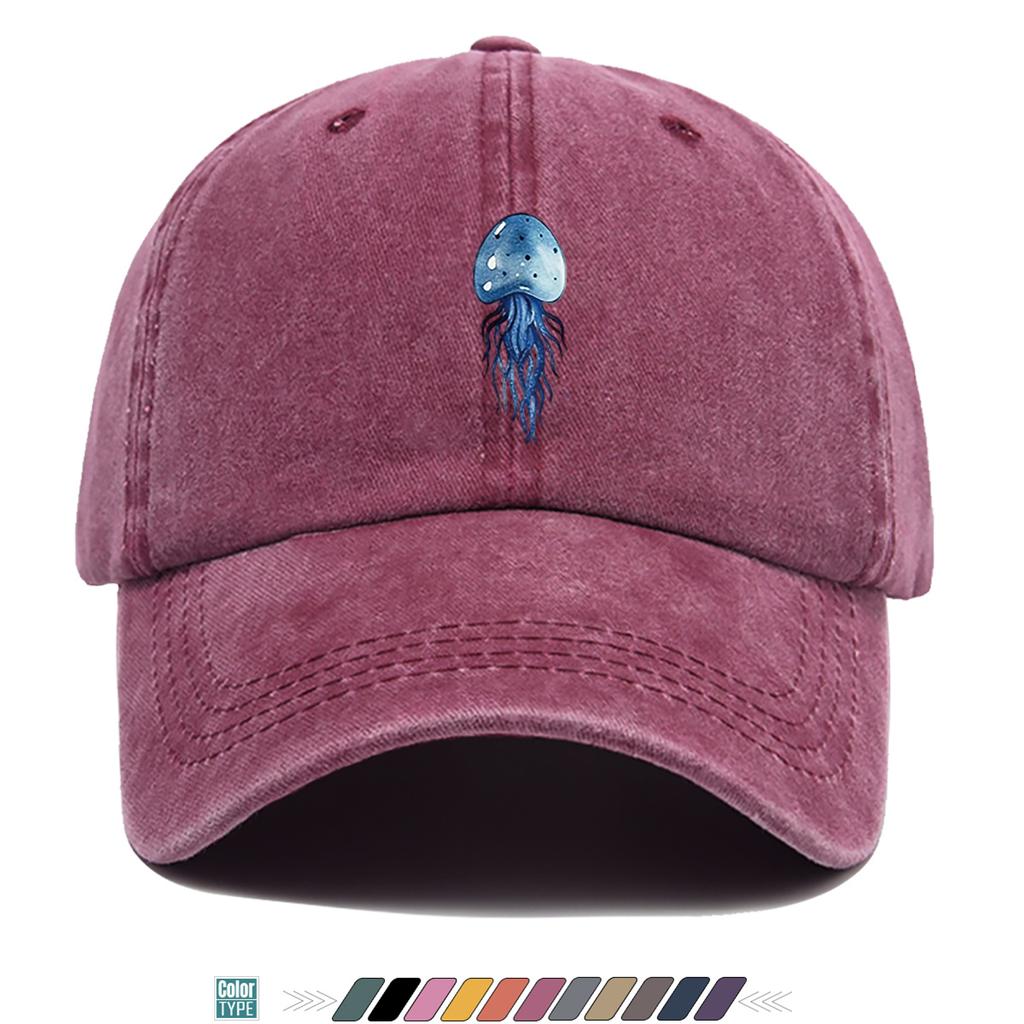 pc Deep Sea Blue Jellyfish Print Baseball Cap Dreamy Elegant Pattern Fashionable Trendy Hat Unisex Adjustable Street Trend Matc