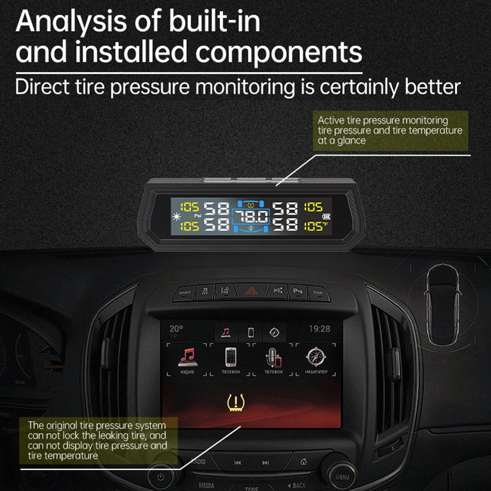 433,92 МГц Датчик USB / Солнечная TPMS Универсальная Автомобильная Охранная Сигнализация Система Контроля Давления в Шинах Автомобиля Отображение Температуры В Автомобиле