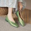 Fashion Woman Fashion Summer Square Toe Gold Green Flats Elegant Female Printing Texture Casual Buckle Mary Jane Shoes Big Size 34-43