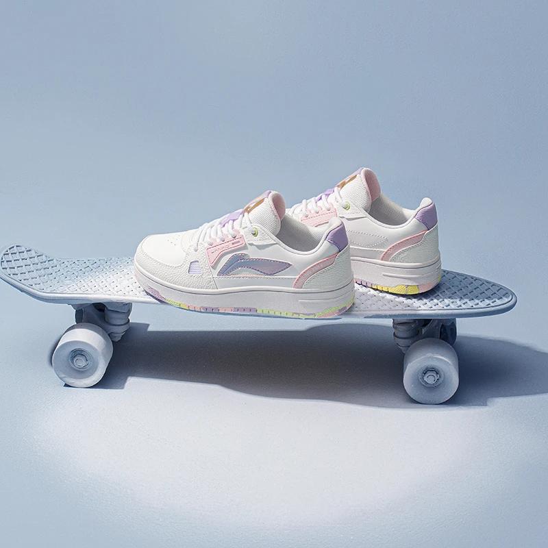 Li-Ning Кроссовки для скейтбординга Cloud Anti-Kick, противоскользящие, амортизирующие, износостойкие, дышащие, поддерживающие, легкие, с низким верхом, детские кроссовки YKCS096-66