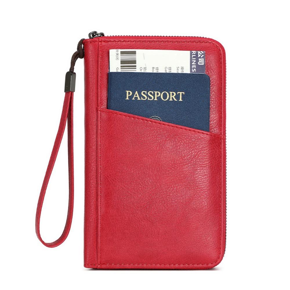 Кошелек-зажим для паспорта из ПУ-кожи, противокражный, с RFID-блокировкой, сумка для дорожных документов, большая вместимость, водонепроницаемый, RFID-держатель для паспорта