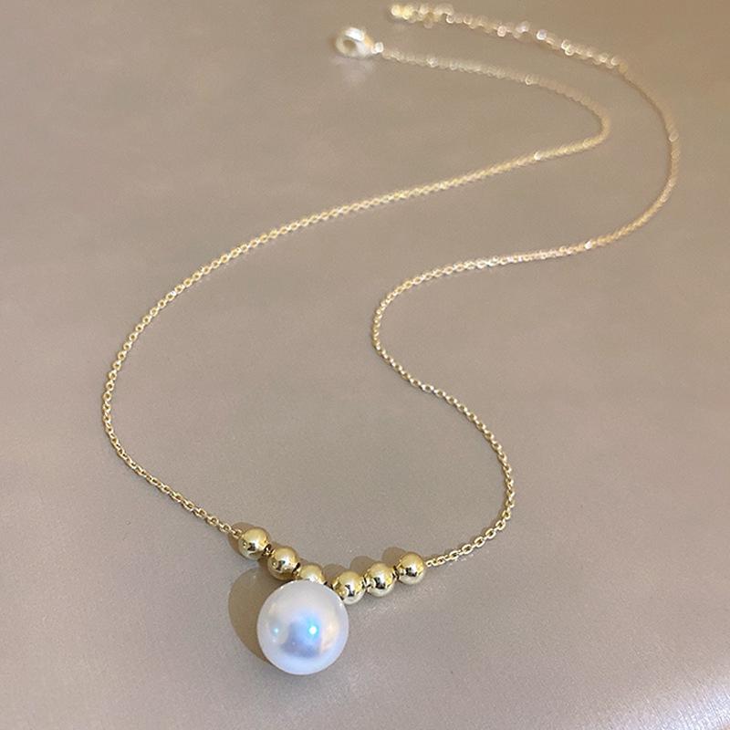 Elegant Delicate Pearl Pendant Clavicle Necklace For Women Unique Design Girl Jewelry Everyday Birthday Party Gift