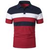Мужская футболка с коротким рукавом, трехполосная, с цветовыми блоками, модная, мужская, с отложным воротником, с коротким рукавом