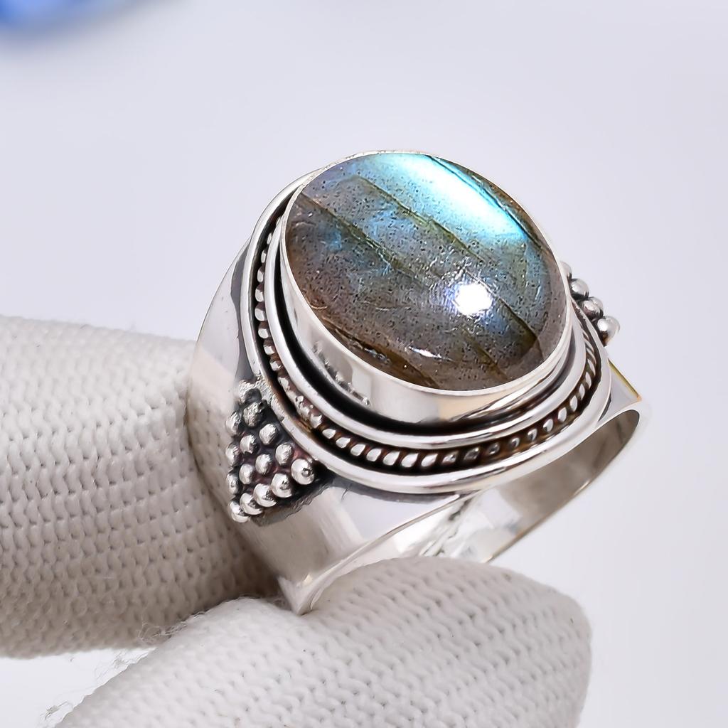 Лабрадорит - Мадагаскар Кольцо из стерлингового серебра 925 пробы V5606, Синее кольцо, Овальное кольцо, Подарок на День святого Валентина, Подарок для нее, Подарок на день рождения, Ювелирные изделия ручной работы, Sil