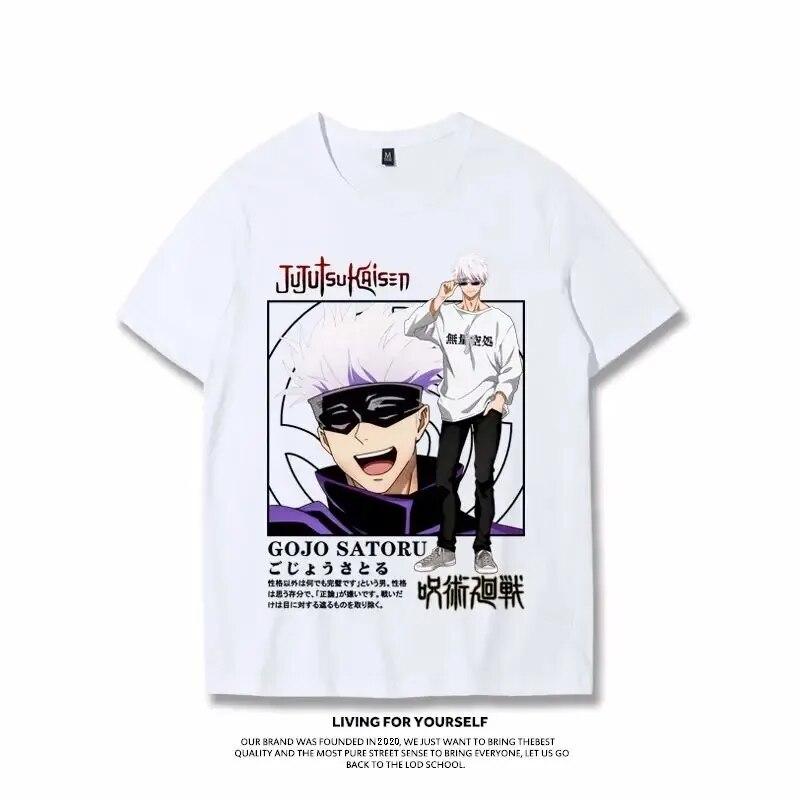 Японское аниме с короткими рукавами, уличная повседневная рубашка унисекс, футболка с принтом дзюдзюцу кайсен, хлопковая летняя футболка унисекс, футболка в стиле Харадзюку
