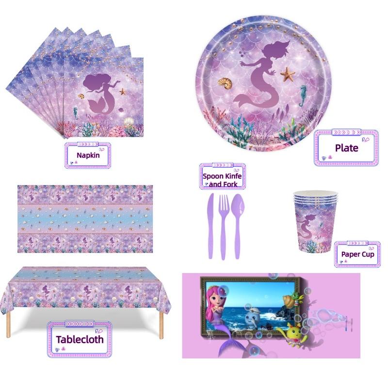 Mermaid-themed Party Paper Plates And Cutlery Set For A Dreamy Celebration