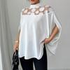 Unique and Transparent Spliced Batwing Sleeve Blouses for Summer Commuting Loose Mesh Shirts with Off-shoulder Design Women’s Blouses & Shirts