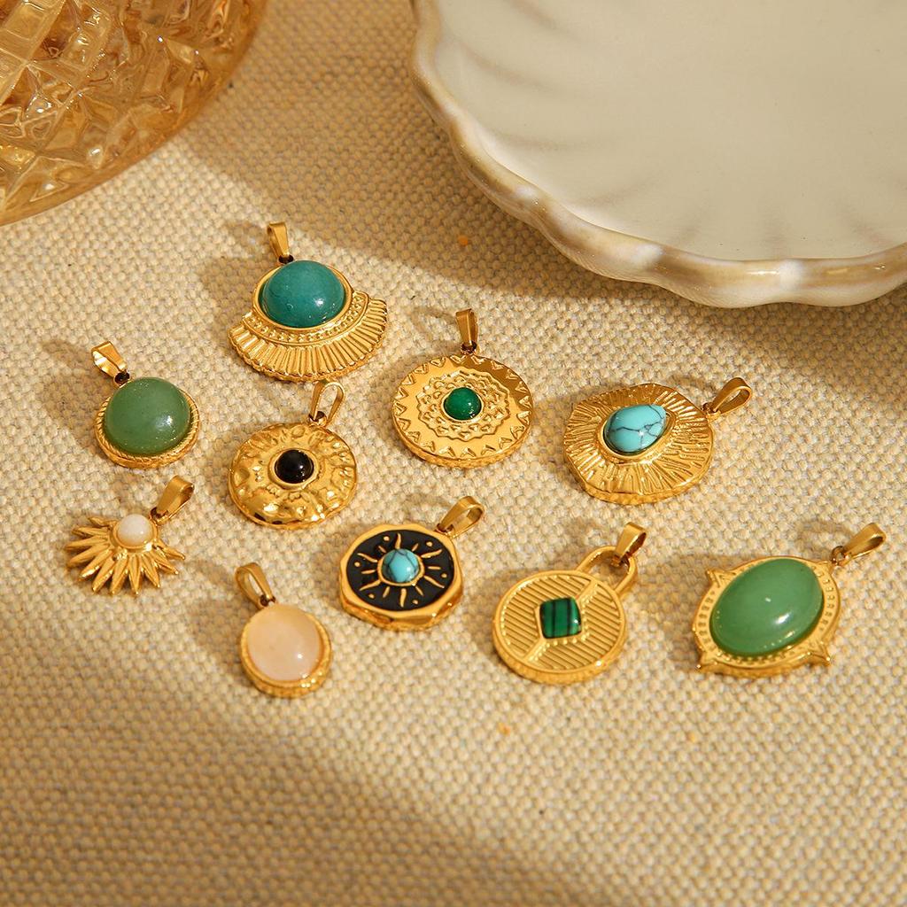 European American Style Light Luxury Natural Stone Titanium Steel Pendant Jewelry Accessories