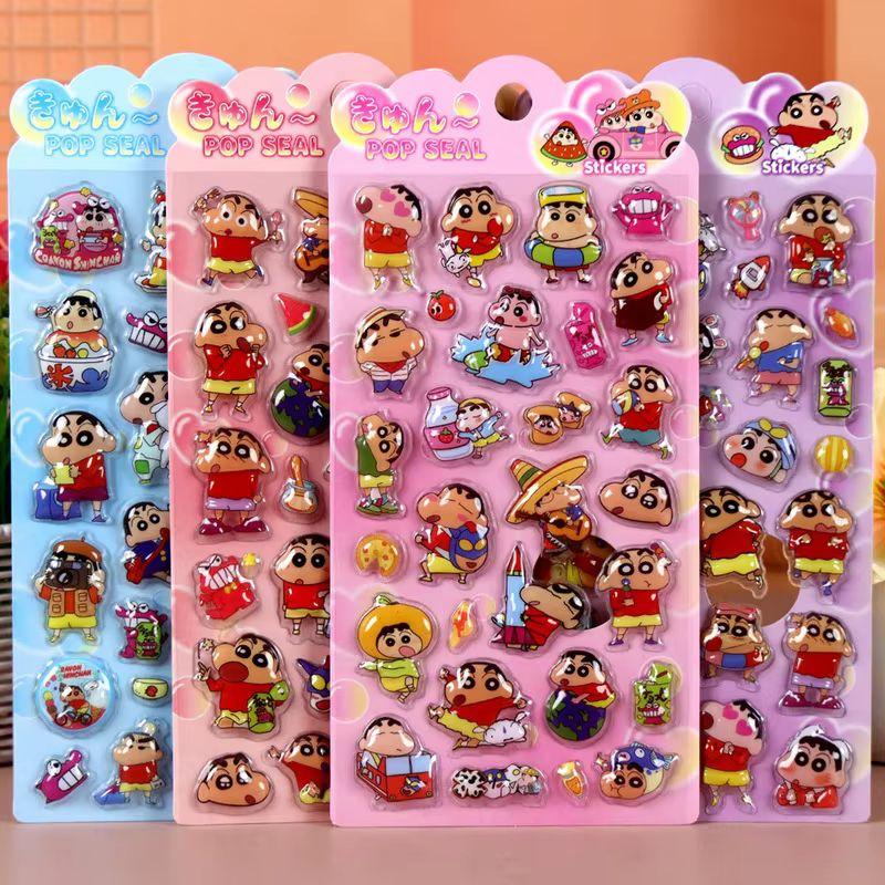 Hot Kawaii Crayon Shin 3D Embossed Stickers Cartoon Diy Mobile Phone Tablet Decoration Anime Stickers Student Account Stickers