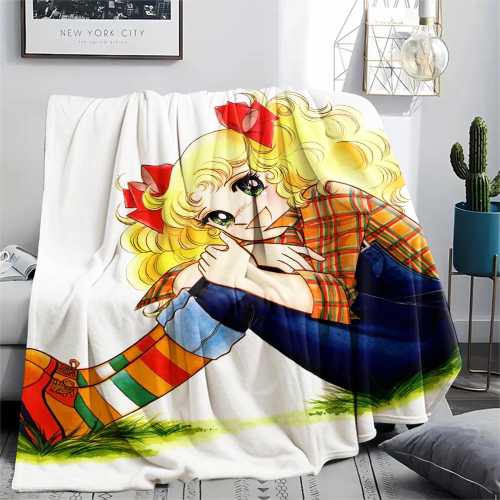 1PC Candy Candy Print Flannel Blanket, High quality All Seasons, Home Decor, Warmth and Comfort, Perfect for Christmas Gifts