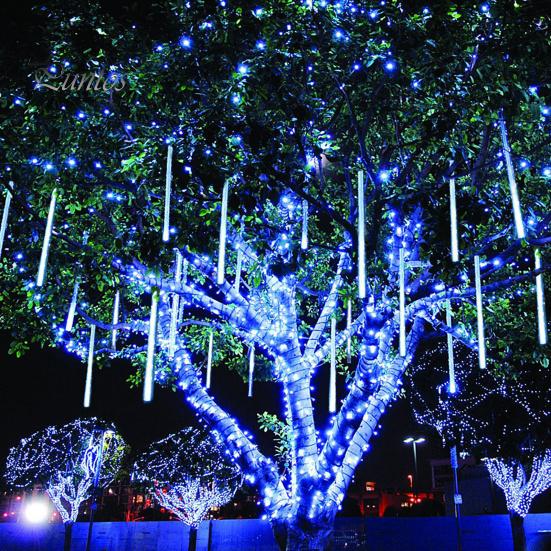 8 шт/16 шт/24 шт Метеоритный дождь Дождевые огни Высокая яркость Энергосберегающие водонепроницаемые уличные сосульки Рождественские огни Украшения для вечеринок