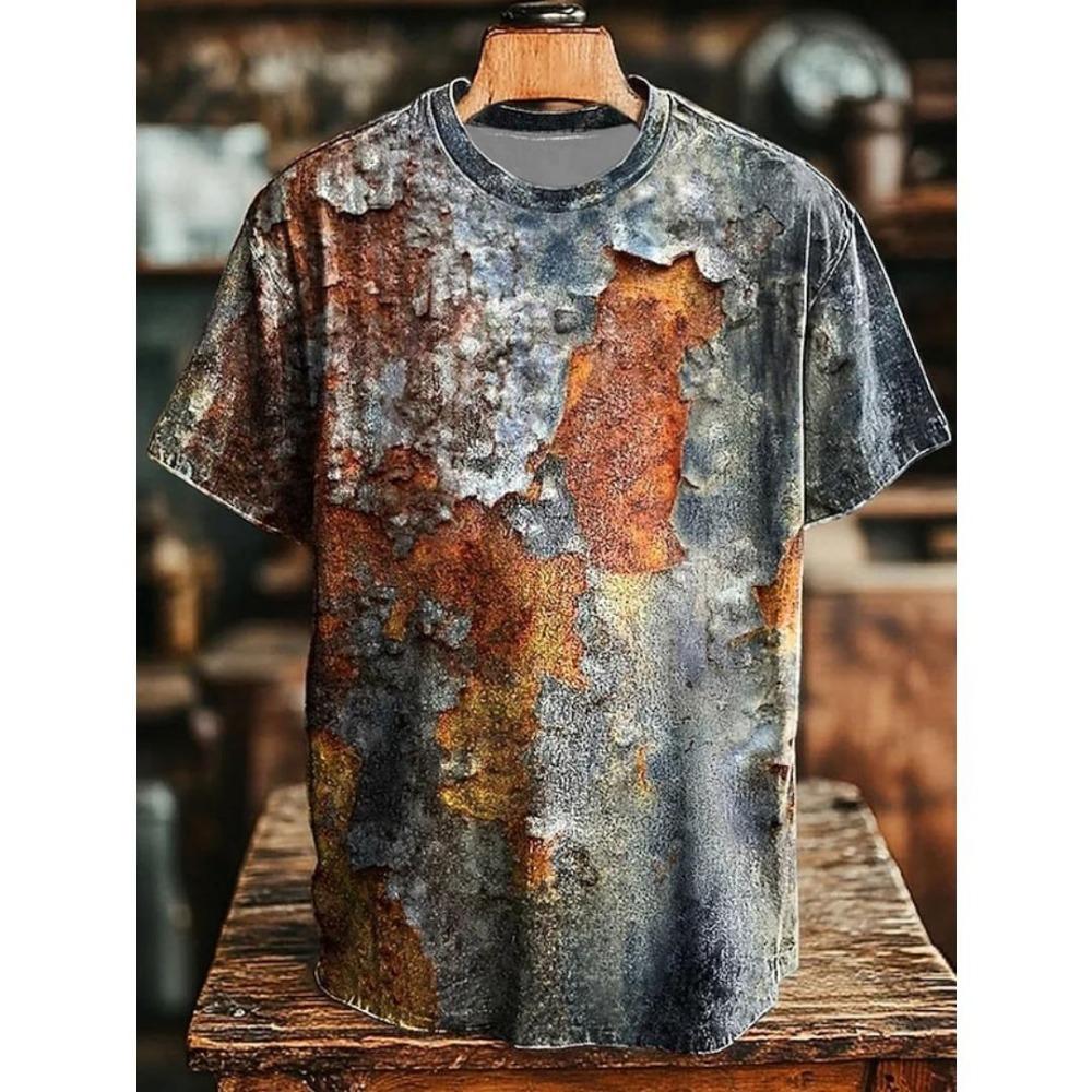 Fun Retro Rust 3D Print Men's T-Shirts Summer O-Neck Short Sleeve T Shirt Hip Hop Oversized Tees Harajuku Y2K Tops Women Clothing