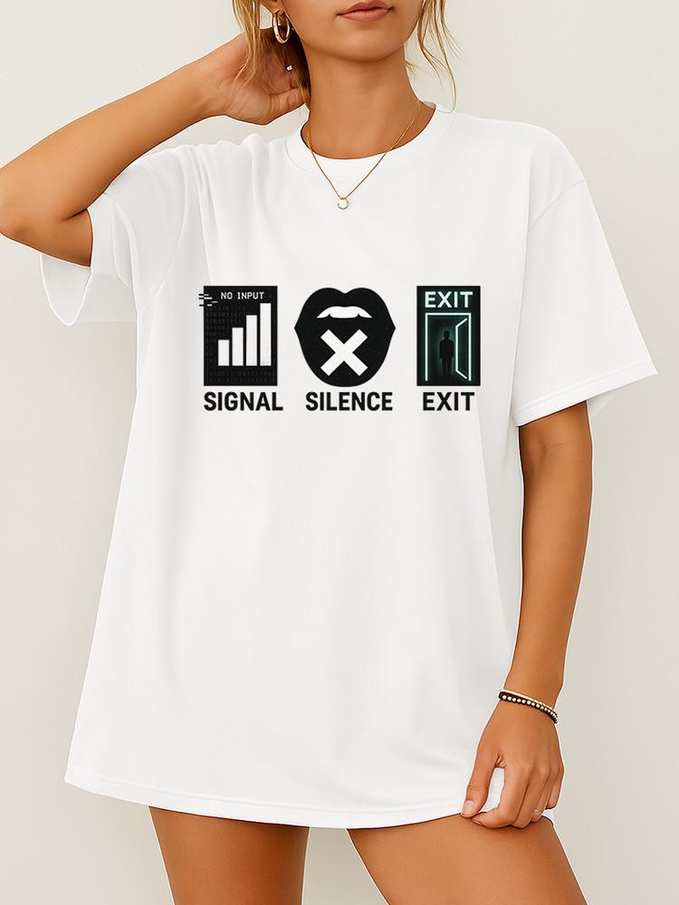 Signal Silence Exit T-Shirt Minimalist Grunge Graphic Tee Cyberpunk Streetwear Unisex T-Shirt