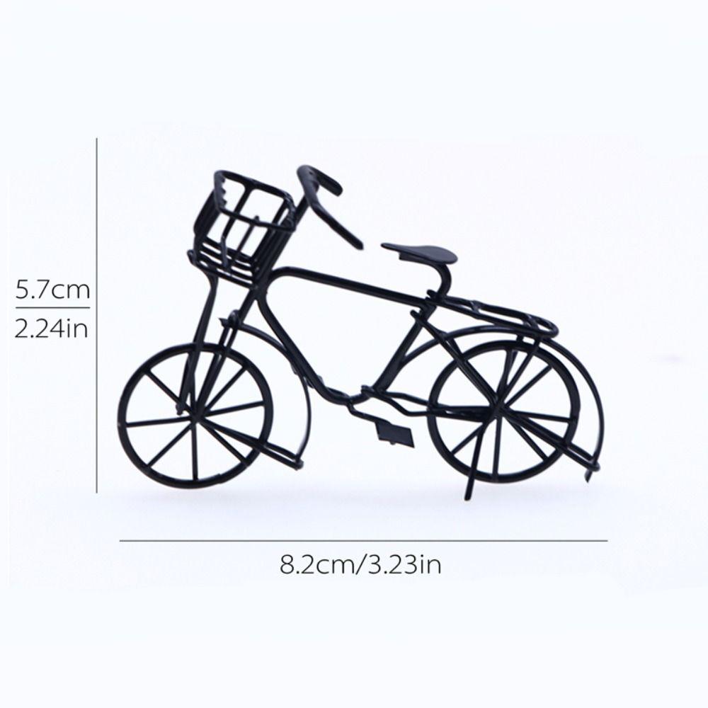 Decoration Model Small Bicycle Model Iron Art Handmade Bike Miniatures Black Old-fashioned Dollhouse