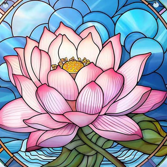 Stained Glass Flower Hanging Decoration Living Room Wall Window Hanging Floral Plants Ornament