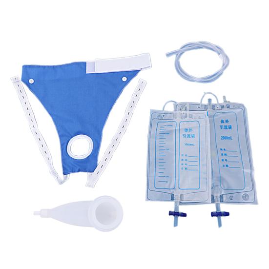 Wearable Urine Collector with 2 Drainage Bags Silicone Catching Capsule Breathable Fixation Pants for Elderly Patients