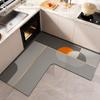100*100CM L-shaped Diatom Mud Corner Water-absorbing Floor Mat, Household Water-absorbing, Oil-absorbing and Anti-slip Kitchen Mat