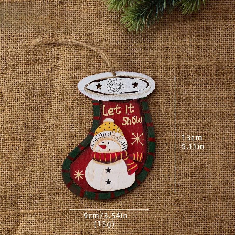 New Wooden Christmas Gloves Socks Elk American Vintage Hand Painted Craft Christmas Accessories Hanging