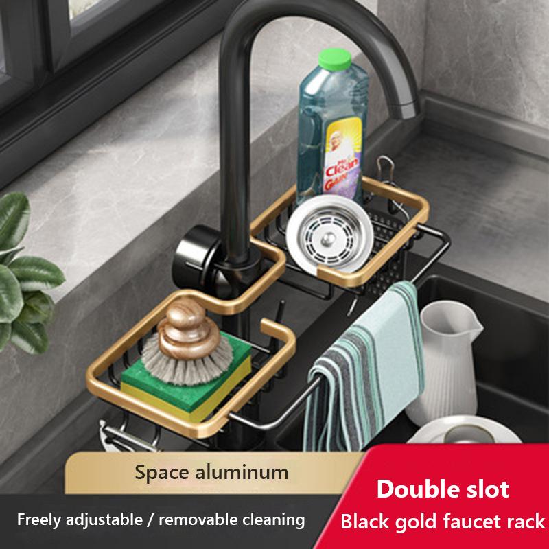Кухонное пространство, алюминиевая сливная стойка для раковины, держатель для крана для хранения губки, сушилка для мыла, полка, корзина, органайзер, аксессуары для ванной комнаты