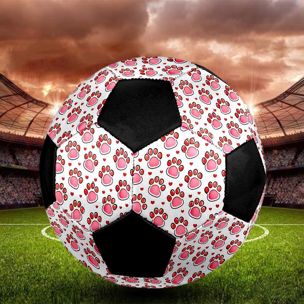 1PC Paw Prints Hearts Soccer Ball Size 5 Football Machine Sewn Indoor/Outdoor Universal Football W19