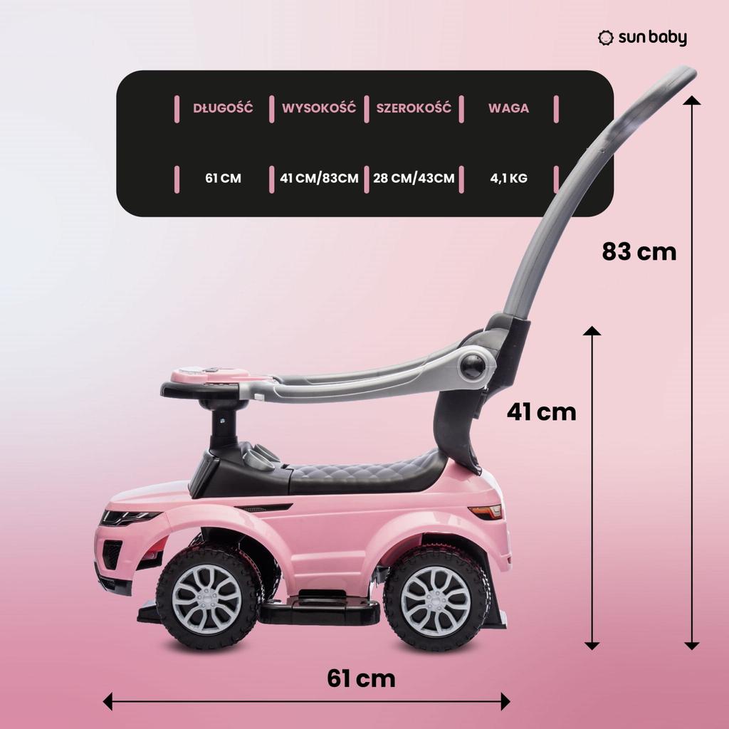 Jeździk Pchacz Chodzik Dla Dziecka Z Rączką I Obejmą Sport Car Jasny Różowy