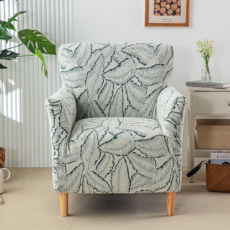 Leaves Jacquard Club Chair Cover Thicken Chenille Stretch Tub Armchair Slipcovers Living Room Elastic Single Sofa Couch Cover