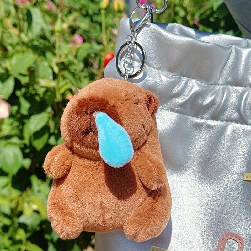 Capybara Plush Keychain Cute Bag Pendant Creative Fluffy Animals Keyring Kawaii Stuffed Doll Keychains Birthday Gift