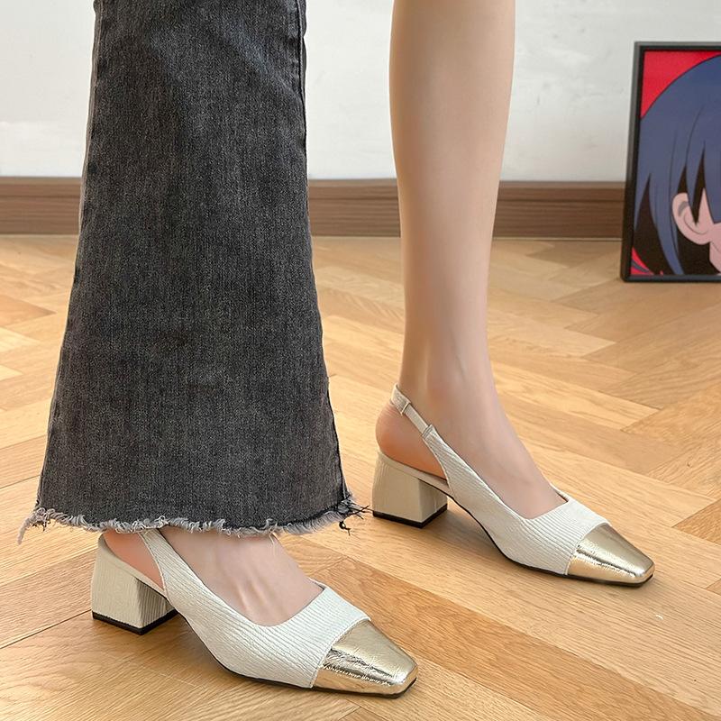 Толстый каблук толстая подошва сумка голова сандалии женские 20243 новый стиль феи мода темперамент высокие каблуки модные туфли ins