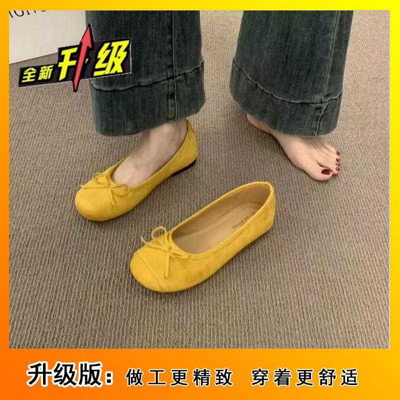 Небольшое горлышко с плоским дном бантиком матовый бархат круглая голова туфли нежные маленькие ароматные балетки с мягкой подошвой осень 2025 новые модели