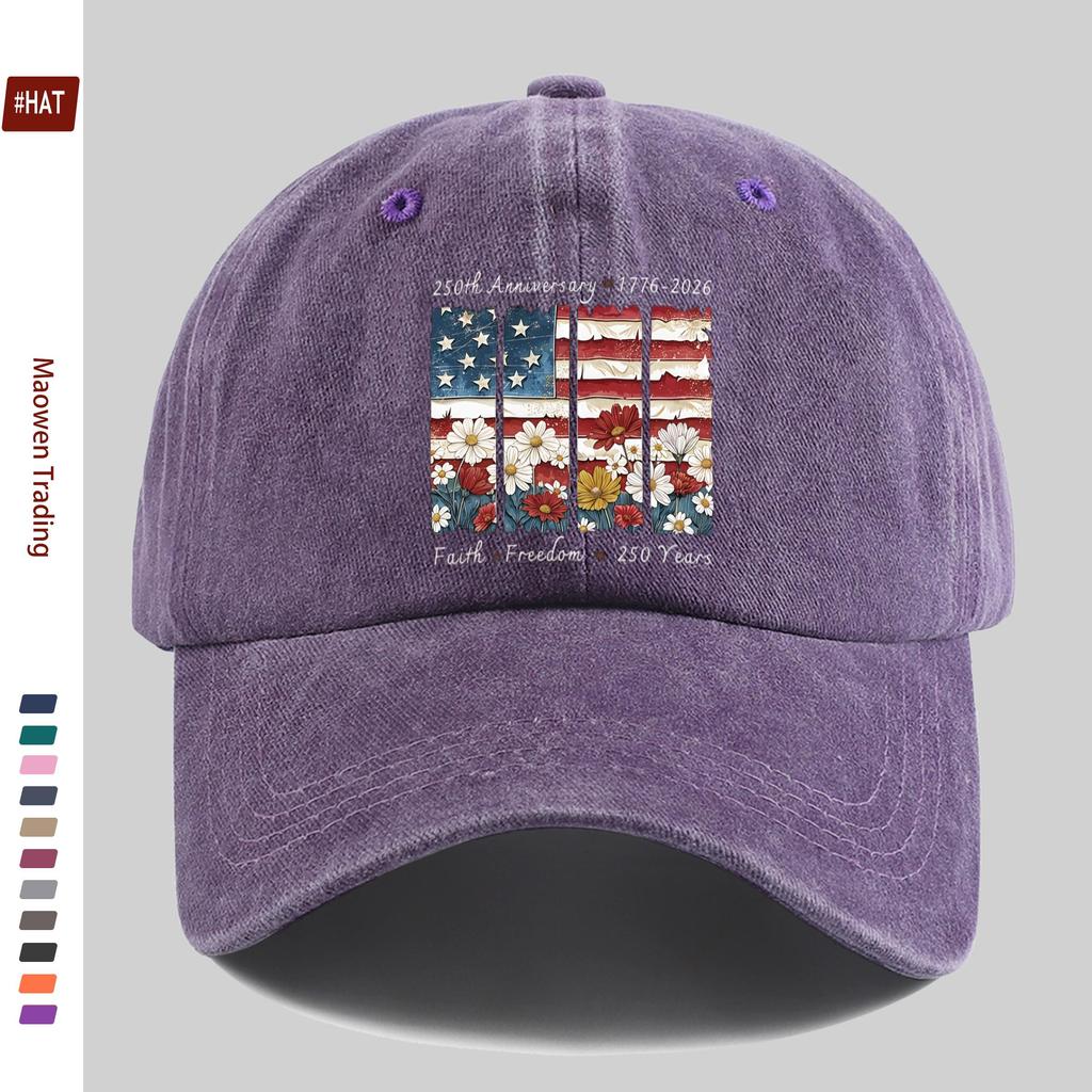 pc American Flag and Floral Pattern Printed Baseball Cap th Anniversary of American Independence Day Printed Decorative Hat