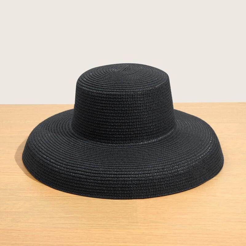 Straw Hat Women'S Summer Brim French Sunscreen Hepburn Wind Visor Beach Foldable Versatile Hat Women'S Bucket Hat