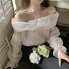 Женская летняя блузка с открытыми плечами французского дизайна нишевая шикарная корейский шик нежный топ с открытыми плечами женская одежда