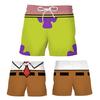 Men Beach Shorts Elastic Waist Adjustable Drawstring Shorts Cartoon Animation Print 3D Digital Printing Casual Sport Shorts