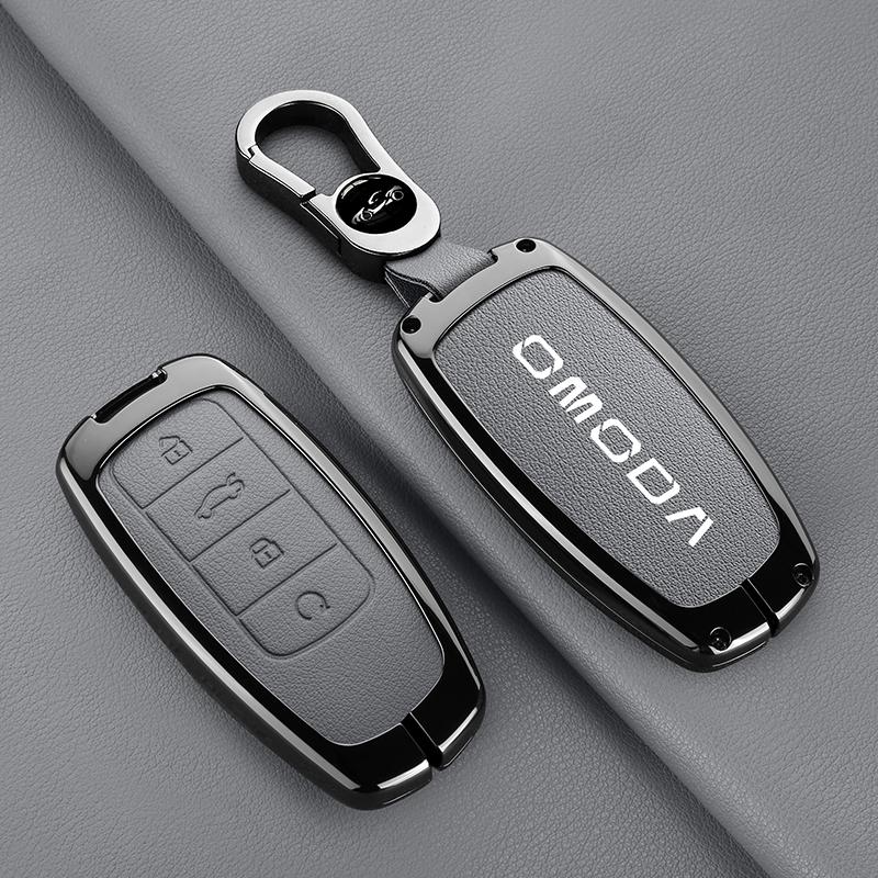 ABCX1 Leather Car Key Case Cover for Chery Omoda C5 E5 C9 Omoda 5 9 EV PHEV 2024 2025 Protector Key Cover Keychain Car Accessories