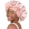 Silky Satin Sleep Cap with Tie-Up Ribbon for Women - Hair Care Hat